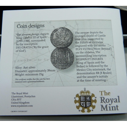 915 - The Royal Mint Lost at Sea 1784 8-Reale silver coin, cased