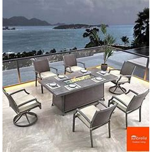 1447 - Ove Bonavista 7 piece Fire Dining Set, Original RRP £1416.66 + vat (4205-31) *This lot is subject to... 