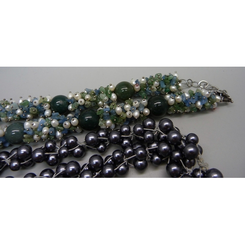 928 - Two necklaces including a pearl and gemstone