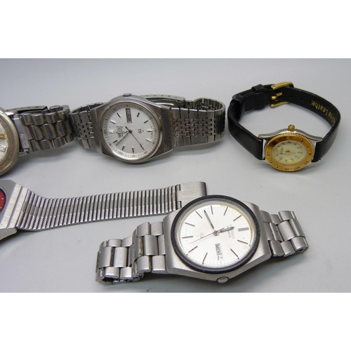 929 - Six Seiko wristwatches including two automatic