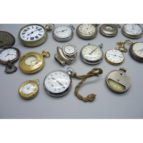 930 - A collection of pocket watches, modern watches including Sekonda, Smiths, vintage including Claremon... 