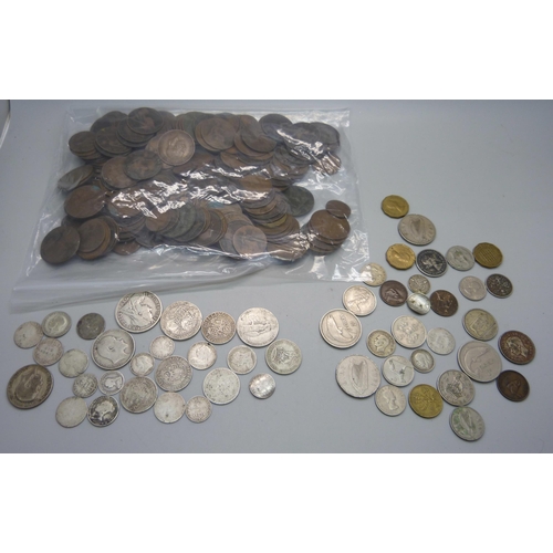 932 - A collection of pre 1920 silver coins including Victorian, 100g, and other coins