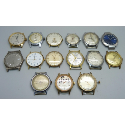 933 - A Titus Geneve wristwatch head and other wristwatch heads, a/f