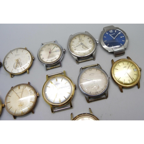 933 - A Titus Geneve wristwatch head and other wristwatch heads, a/f