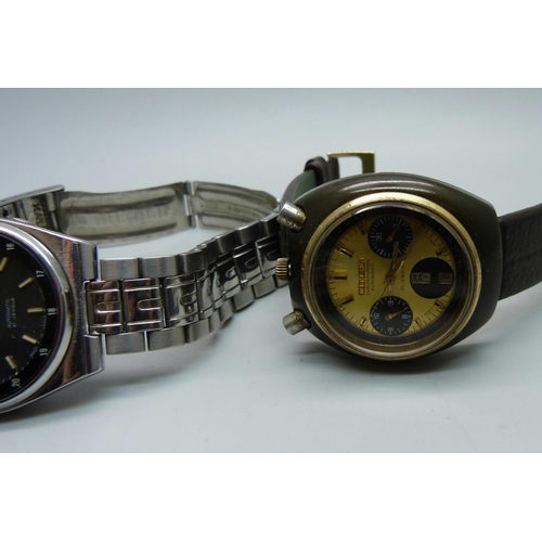 938 - Six wristwatches including two Seiko 5, Ingersoll Digital and Citizen chronograph automatic