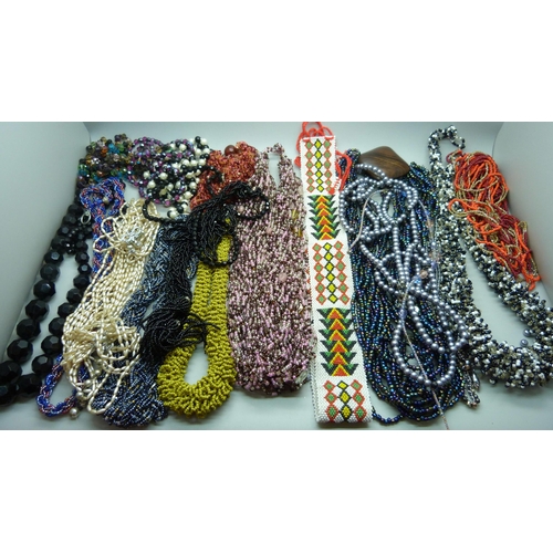 953 - A collection of bead necklaces