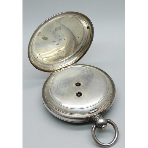 961 - A silver cased pocket watch, with keys, Harris Stone, Leeds, the case marked '2oz.'