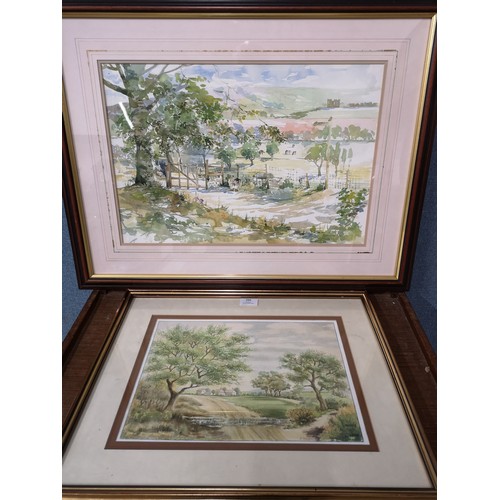 299 - Two English school countryside scene watercolours, framed