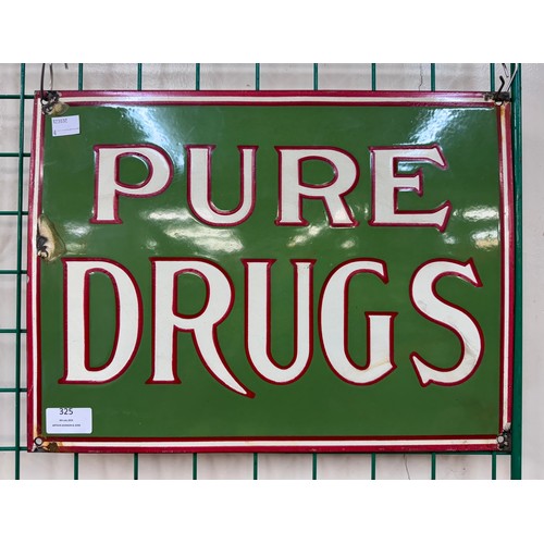 325 - A Pure Drugs enamelled advertising sign