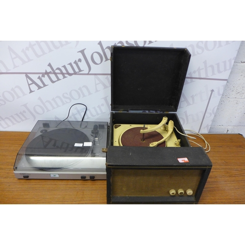 2129 - An ION TTUSB05 USB turntable record player and a vintage Collaro Conquest record changer with integr... 