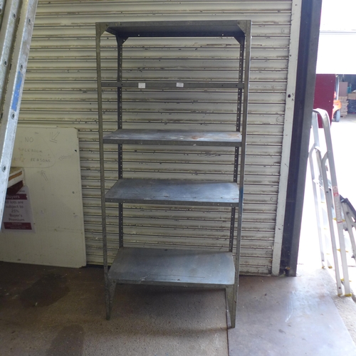 2147 - A galvanized steel 5 shelf shelving unit - 185 x 85 x 45cm