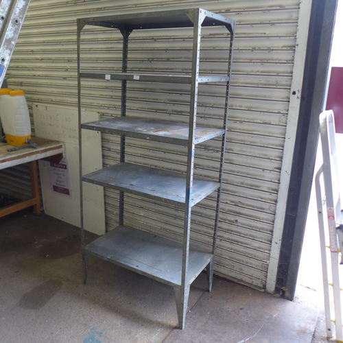 2147 - A galvanized steel 5 shelf shelving unit - 185 x 85 x 45cm