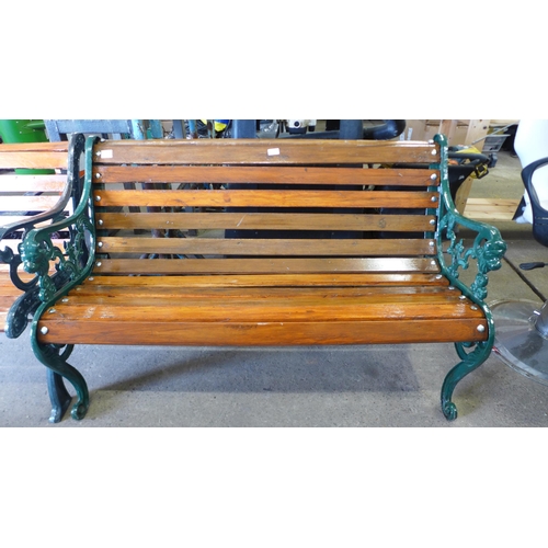 2182 - A cast metal and wood 125cm garden bench