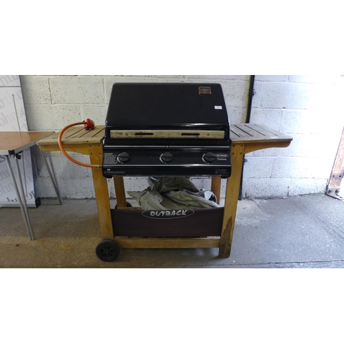 2188 - An Outback Trekker 3 burner gas BBQ, no gas bottle