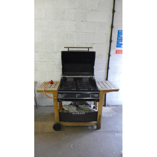 2188 - An Outback Trekker 3 burner gas BBQ, no gas bottle