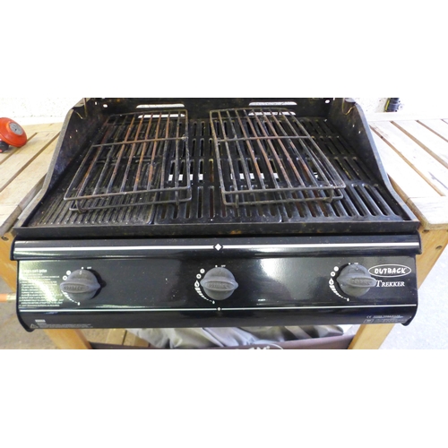 2188 - An Outback Trekker 3 burner gas BBQ, no gas bottle