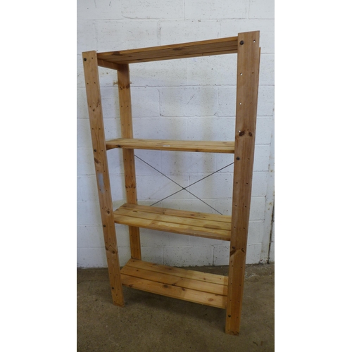 2194 - A wooden four shelf storage shelf unit - 175 x 95 x 35cm