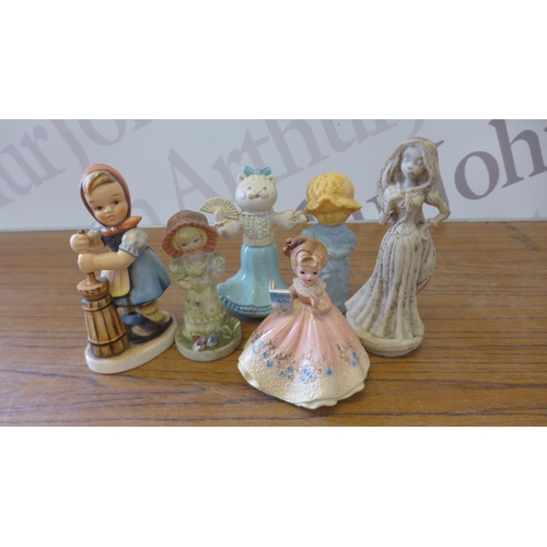 2201 - A collection of decorative figures including some Coalport and West German pottery