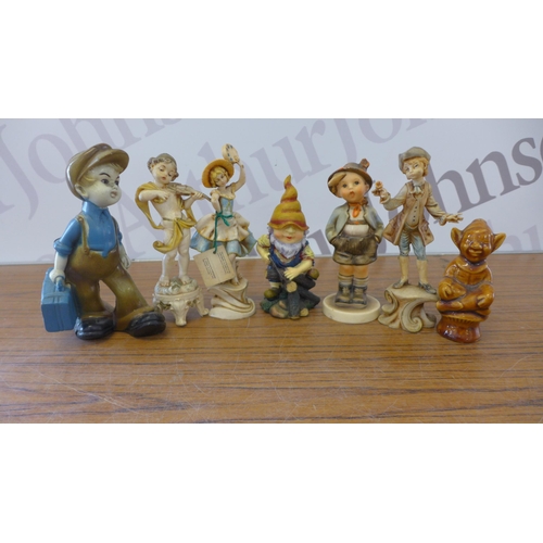 2201 - A collection of decorative figures including some Coalport and West German pottery