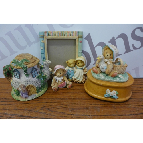 2215 - 2 small crates of Cherished Teddies ornaments, approx. 40-50 in total