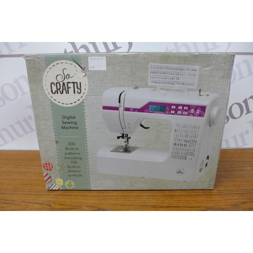 2242 - A So Crafty electronic digital sewing machine with foot pedal - Boxed