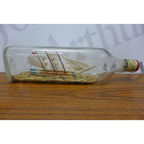 2257 - 3 Ships in bottles and other decorative glassware