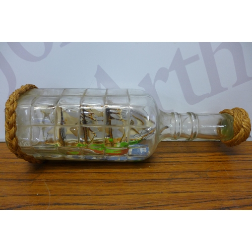 2257 - 3 Ships in bottles and other decorative glassware