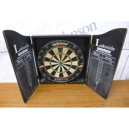 2269 - Three dartboards - two in wooden cabinets