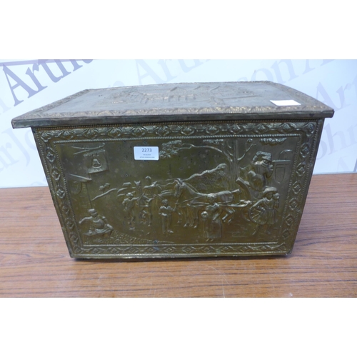 2273 - A decorative brass coal box trunk