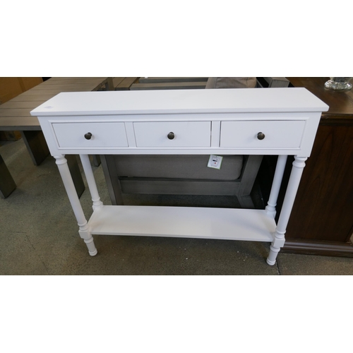 1508 - A white three drawer console table