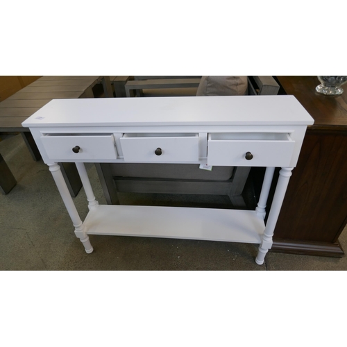 1508 - A white three drawer console table