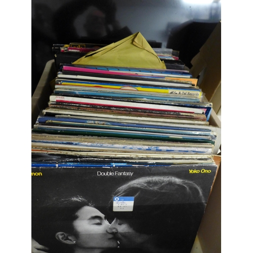 2091 - A box of approx. 100 LPs including: John Lennon, Wham!, Cliff Richard, Rod Stuart, etc.