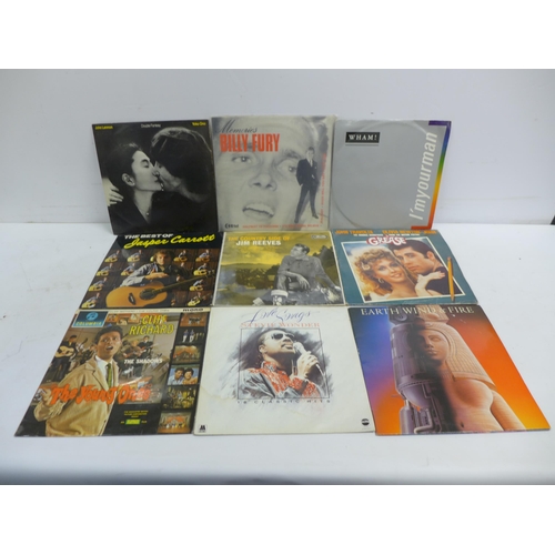 2091 - A box of approx. 100 LPs including: John Lennon, Wham!, Cliff Richard, Rod Stuart, etc.