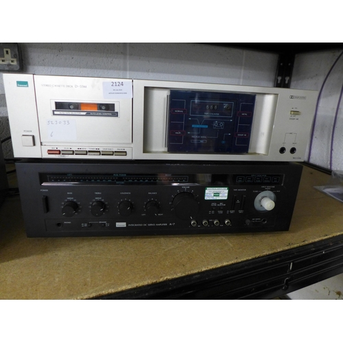 2124 - A Sansui D-55M stereo cassette deck and a Sansui A-7 integrated DC servo amplifier