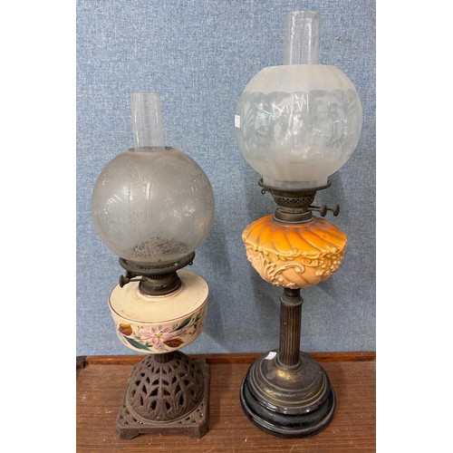 340 - Two Victorian oil lamps