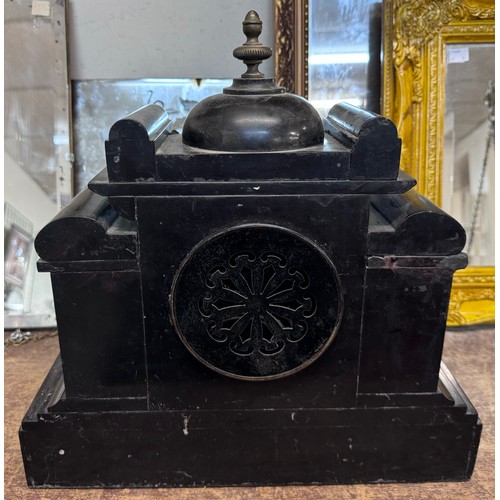 342 - A 19th Century French Belge noir architectural cased mantel clock