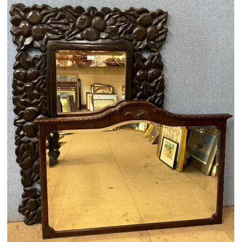 351 - A carved hardwood mirror and one other