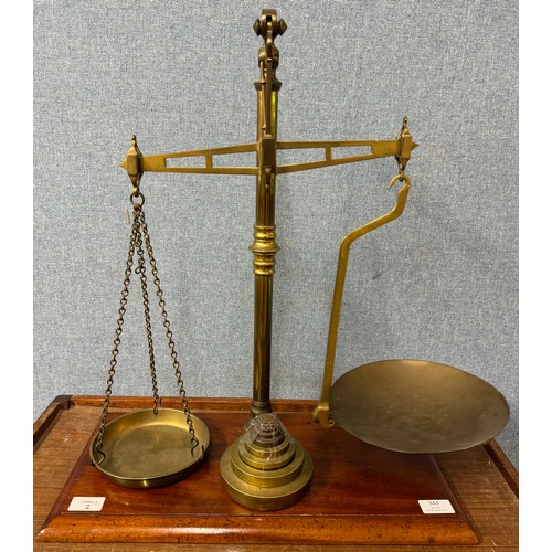 344 - A set of Victorian mahogany and brass weighing scales