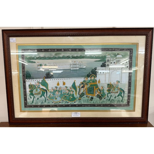 274A - An Indian royal procession scene, gouache, framed