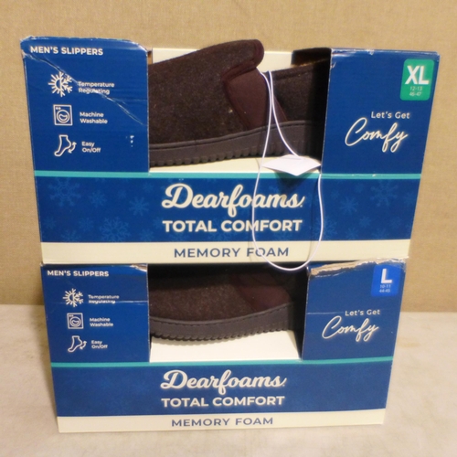 3146 - 4 pairs of Dearfoam brown/grey slippers - size L & XL  *This lot is subject to VAT