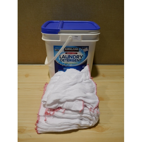 3284 - Kirkland Signature Laundry Detergent(12.7Kg), Dish cloths, (325-11,70) This lot is subject to vat