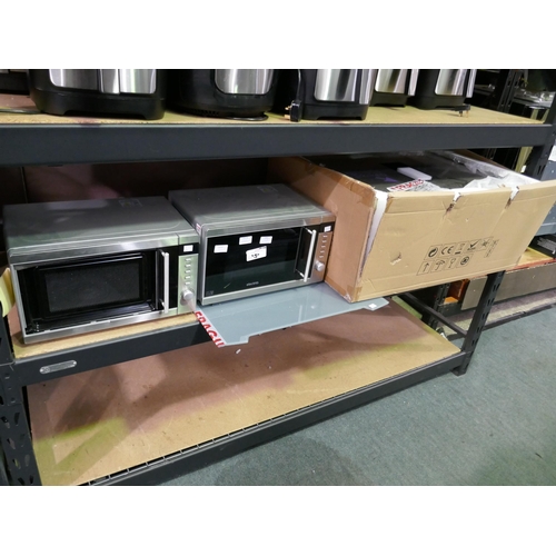 3379 - CDA Curved Grey Glass Splashback and 2 Electriq microwaves - scrap/damaged  (448-76,182) *This lot i... 