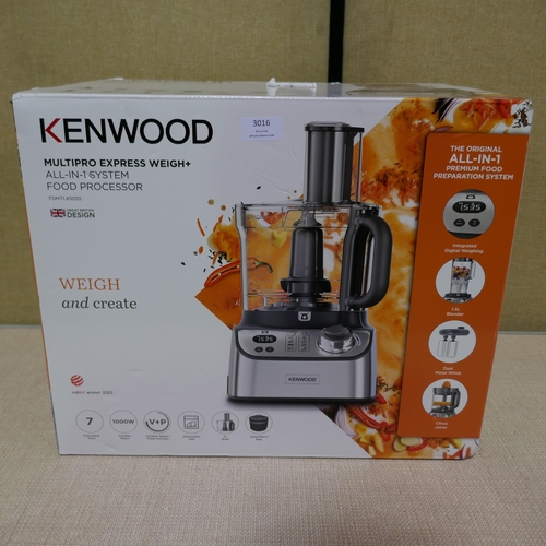 3016 - Kenwood All In One Food Processor, Original RRP £109.99 + vat          (325-433) This lot is subject... 