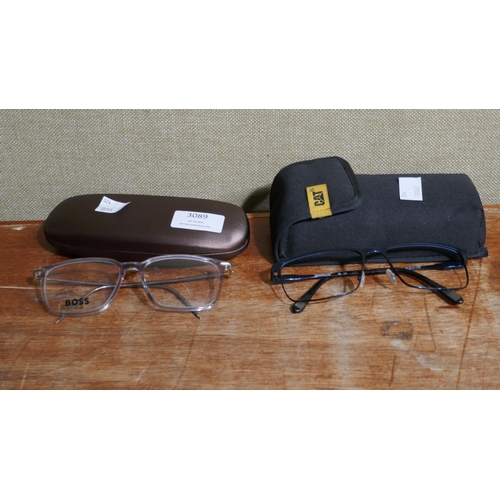 3089 - Cat Cto Blue Metal Glasses - No lenses (3015 006 60X17)  and Hugo Boss Crystal Plastic Glasses (1372... 