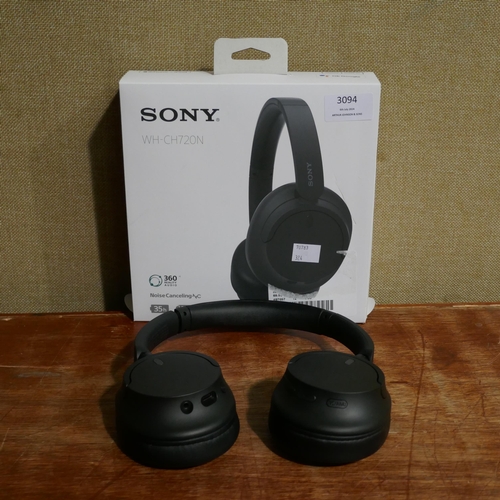 3094 - Sony Black Wireless Headphones - Model Whch720Nb (324-380) *This lot is subject to vat