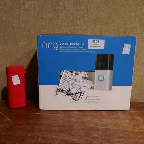 3104 - Powerpaw Rechargeable Hand Warmer, Ring Video Doorbell 3 with Chime Video  (325-146,162) This lot is... 