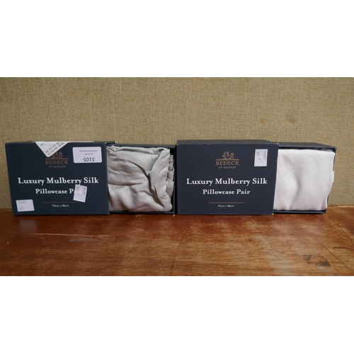 3105 - 2 x Bedeck Mulberry Silk Pillowcases,   (325-19,264) This lot is subject to vat