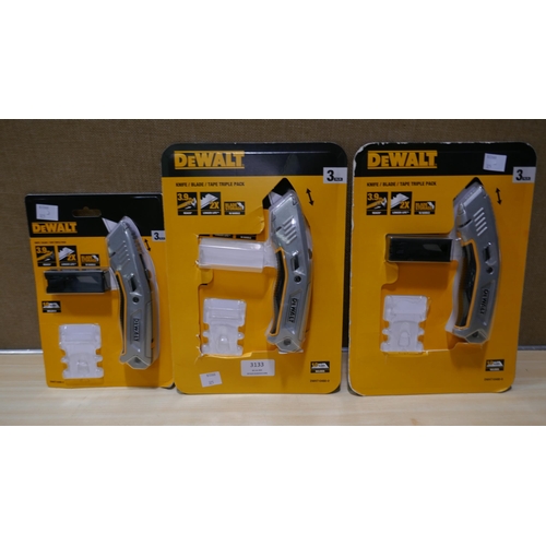 3133 - 3 x Dewalt Knife Packs (Incomplete)   (325-411-413) This lot is subject to vat