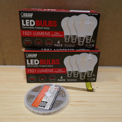 3143 - 2 packs Feit A60 100W Bulbs and an Led strip light  (325-395,396) This lot is subject to vat