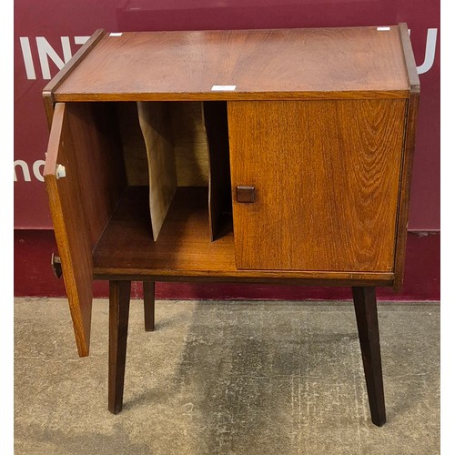 14 - A teak two door record cabinet